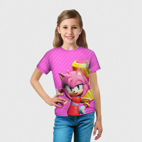 Детская футболка 3D с принтом Эми Роуз, вид сбоку #3