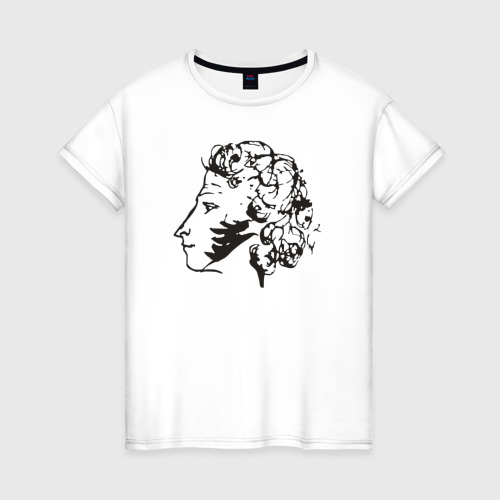 Женская футболка с принтом Пушкин, вид спереди #2