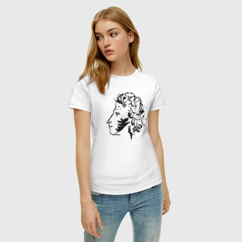 Женская футболка с принтом Пушкин, фото на моделе #1