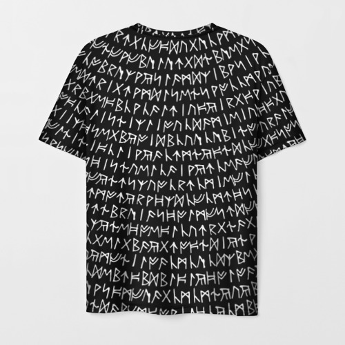 Мужская 3D футболка с принтом Руны, вид сзади #1