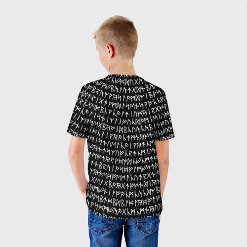 Детская футболка 3D с принтом Руны, вид сзади #2