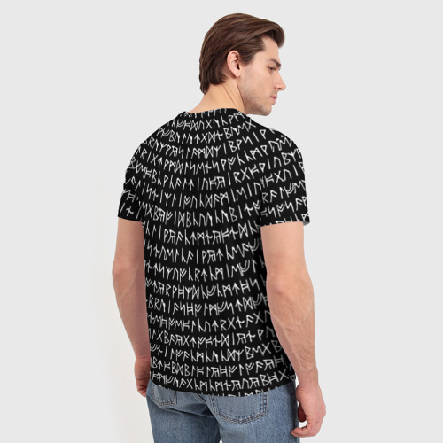 Мужская 3D футболка с принтом Руны, вид сзади #2