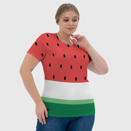 Женская футболка 3D с принтом Сочный арбуз, фото #4