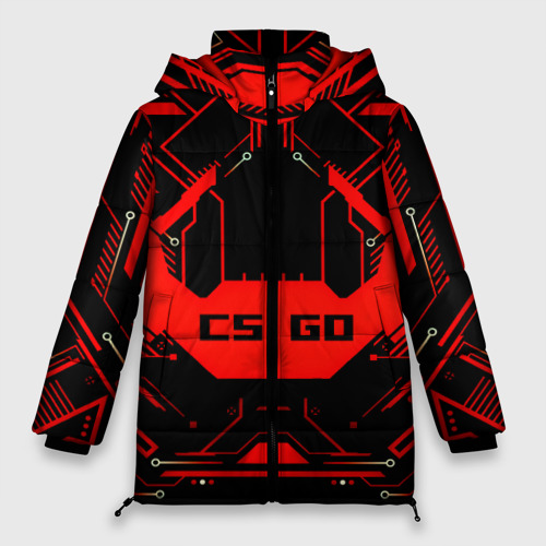 Женская зимняя куртка 3D с принтом CS GO:System Lock, вид спереди #2