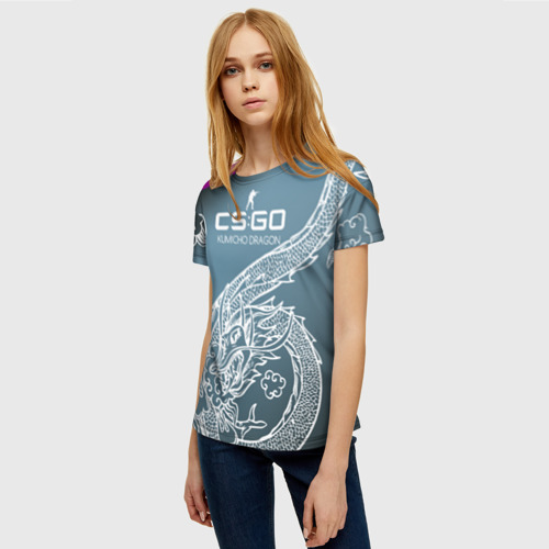 Женская футболка 3D с принтом Cs:go - Kumicho Dragon style (Дракон-предводитель), фото на моделе #1