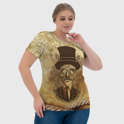 Женская футболка 3D с принтом Стимпанк человек, фото #4