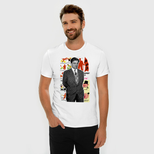 Мужская футболка хлопок Slim с принтом Маяковский, фото на моделе #1