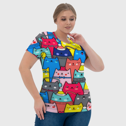 Женская футболка 3D с принтом Котики, фото #4