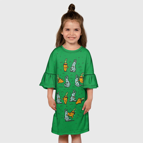 Детское платье 3D с принтом Боевая морковь, вид сбоку #3