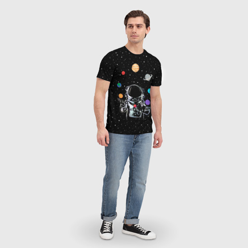 Мужская футболка 3D с принтом Космический жонглер, вид сбоку #3