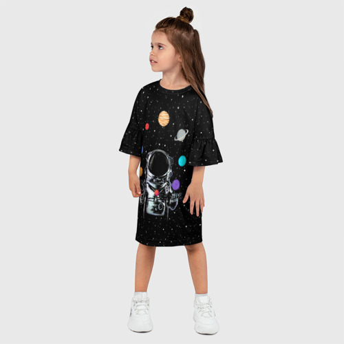 Детское платье 3D с принтом Космический жонглер, фото на моделе #1