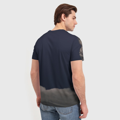 Мужская 3D футболка с принтом Грозовой кошак, вид сзади #2