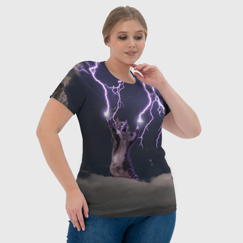 Женская футболка 3D с принтом Грозовой кошак, фото #4