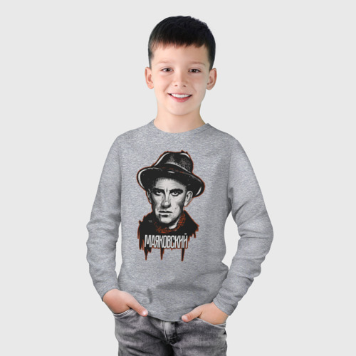 Детский лонгслив хлопок с принтом Маяковский, фото на моделе #1