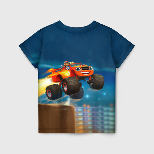Детская 3D футболка с принтом Вспыш и чудо-машинки, вид сзади #1