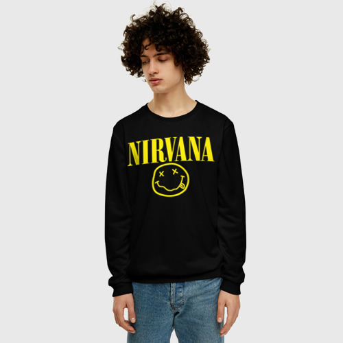 Мужской свитшот 3D с принтом Nirvana, фото на моделе #1