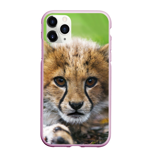 Чехол для iPhone 11 Pro Max матовый с принтом Котёнок гепарда, вид спереди #2