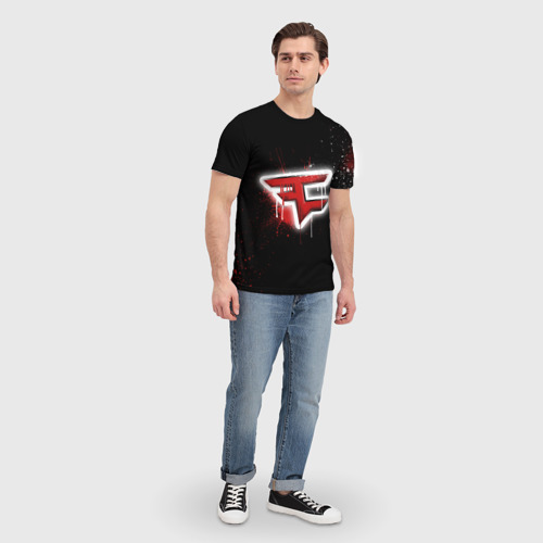 Мужская футболка 3D с принтом Cs:go - Faze clan (Black collection), вид сбоку #3