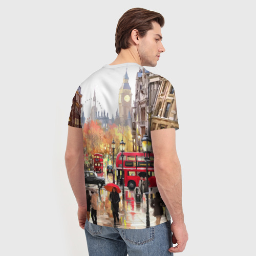 Мужская футболка 3D с принтом Улицы Лондона, вид сзади #2
