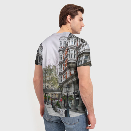 Мужская футболка 3D с принтом Улицы Лондона, вид сзади #2