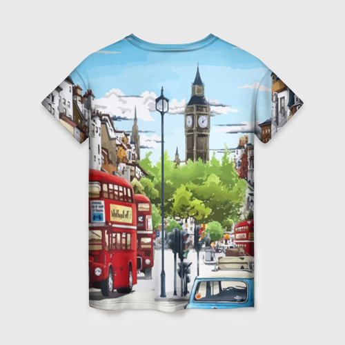 Женская футболка 3D с принтом Улицы Лондона -Big Ben, вид сзади #1