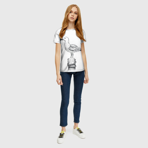 Женская футболка 3D с принтом Чайка, вид сбоку #3