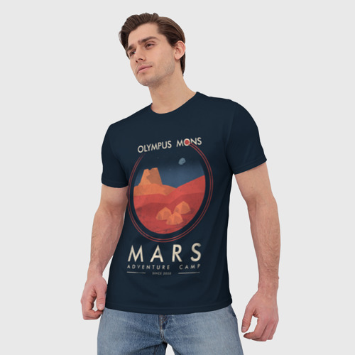 Мужская 3D футболка с принтом Mars Adventure Camp, фото на моделе #1