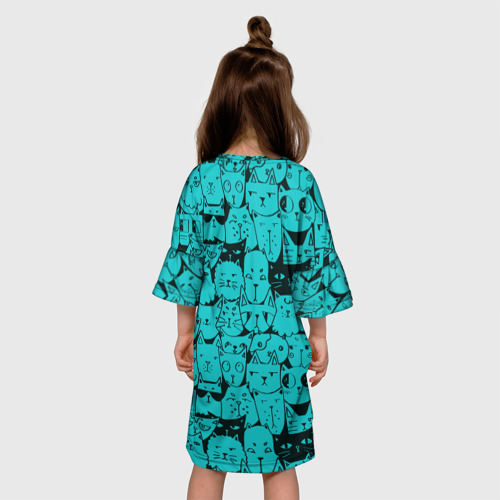 Детское платье 3D с принтом Котейки 4, вид сзади #2