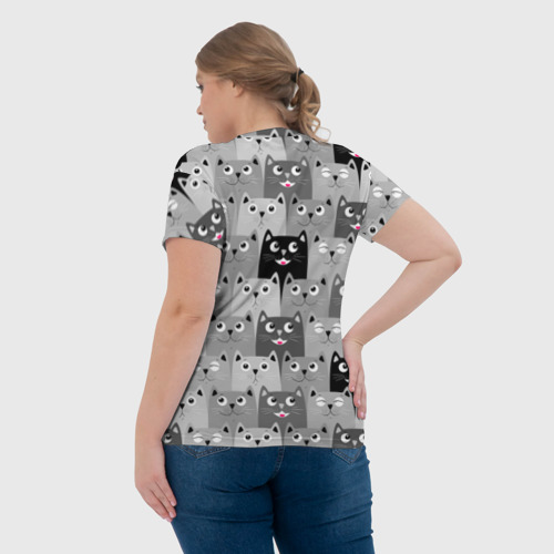 Женская футболка 3D с принтом Котейки, вид сзади #2