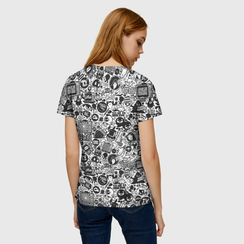 Женская футболка 3D с принтом Стикербомбинг, вид сзади #2