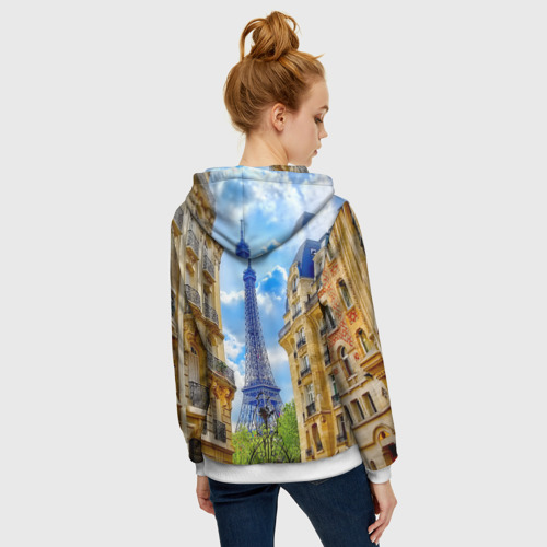 Женская толстовка на молнии с принтом Париж, Эйфелева башня, вид сзади #2