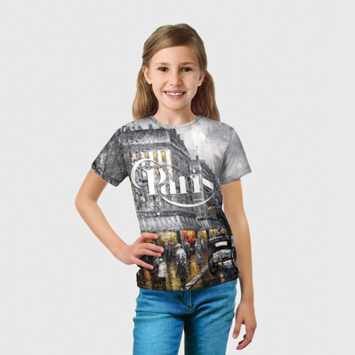 Детская футболка 3D с принтом Улицы Парижа, вид сбоку #3