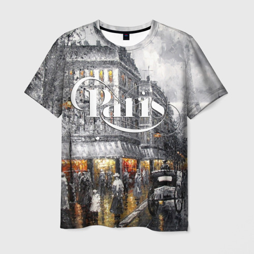 Мужская футболка 3D с принтом Улицы Парижа, вид спереди #2