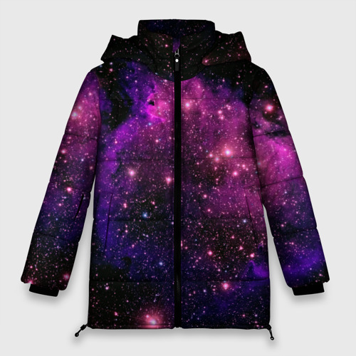 Женская зимняя куртка 3D с принтом Вселенная, вид спереди #2