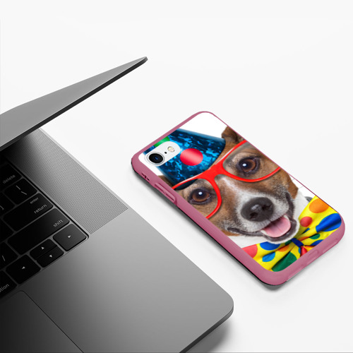 Чехол для iPhone 7/8 матовый с принтом Джек рассел - клоун, фото #5