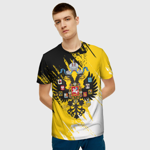Мужская 3D футболка с принтом Имперский флаг и герб, фото на моделе #1