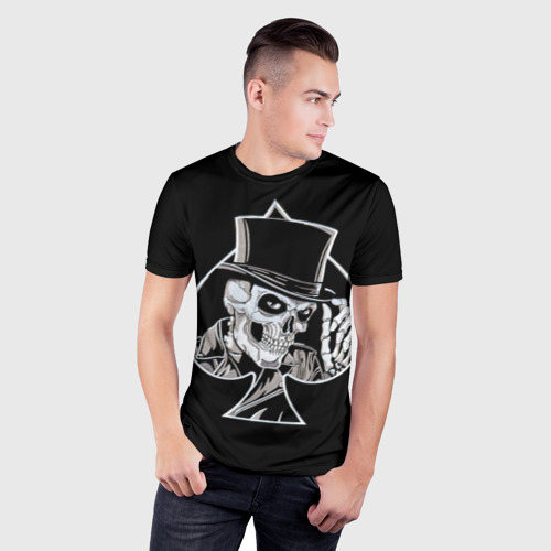 Мужская футболка 3D Slim с принтом Скелетон, фото на моделе #1