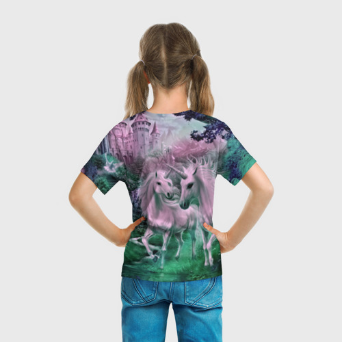 Детская 3D футболка с принтом Единорог, вид сзади #2