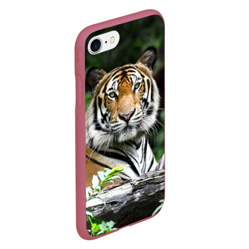 Чехол для iPhone 7/8 матовый с принтом Тигр в джунглях, вид сбоку #3