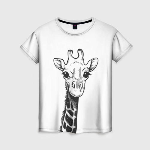 Женская футболка 3D с принтом Жираф, вид спереди #2