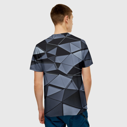 Мужская 3D футболка с принтом Abstract Gray, вид сзади #2