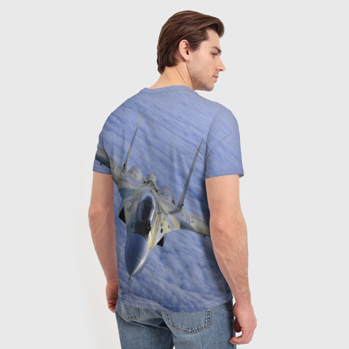 Мужская 3D футболка с принтом Су - 35, вид сзади #2