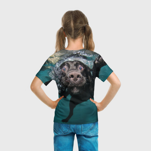 Детская футболка 3D с принтом Пес дайвер, вид сзади #2