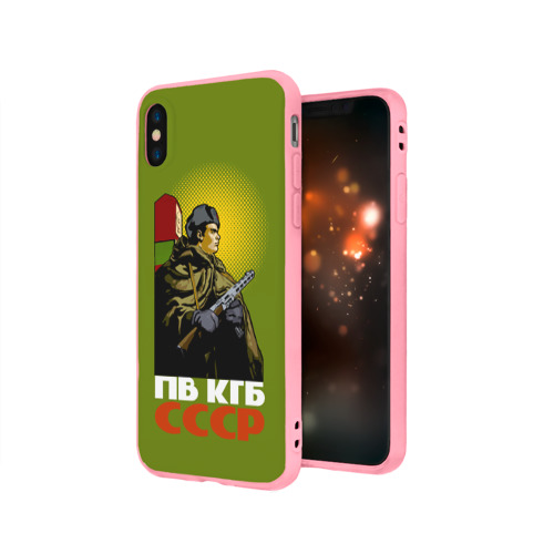 Чехол для iPhone X матовый с принтом ПВ КГБ СССР, вид сбоку #3