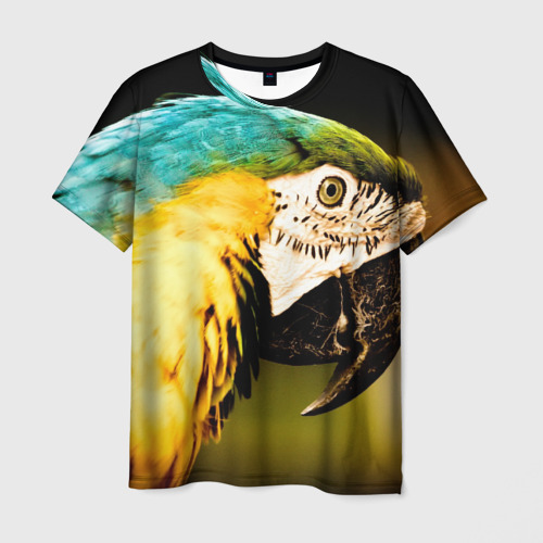 Мужская 3D футболка с принтом Попугай, вид спереди #2