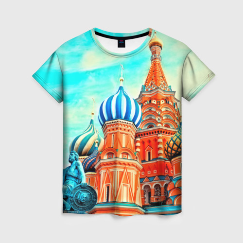 Женская футболка 3D с принтом Moscow Russia, вид спереди #2