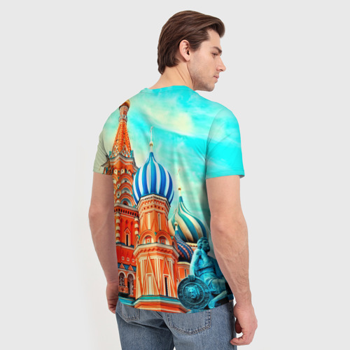 Мужская футболка 3D с принтом Moscow Russia, вид сзади #2
