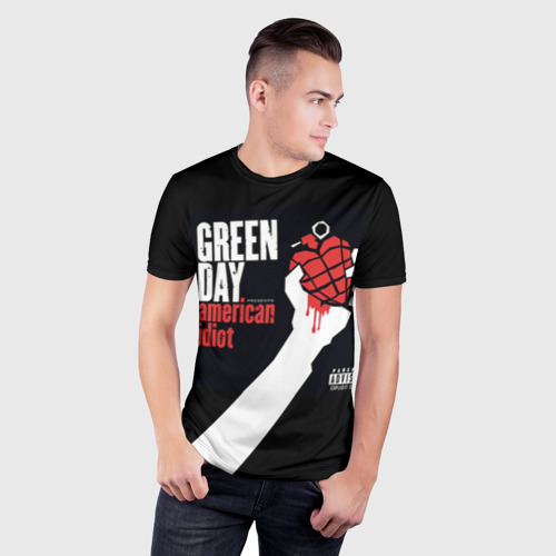 Мужская футболка 3D Slim с принтом Green Day 3, фото на моделе #1