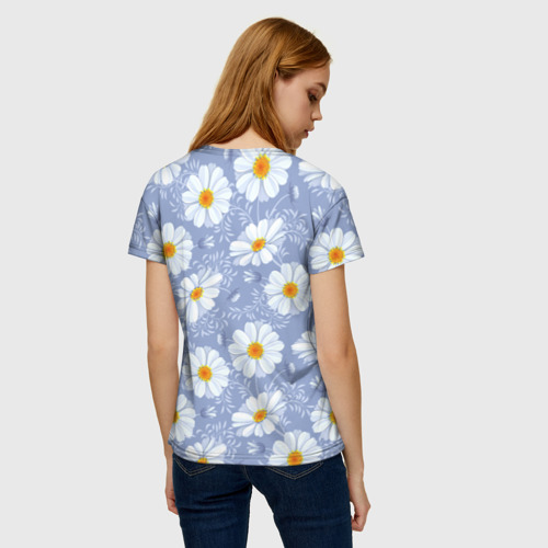 Женская футболка 3D с принтом Ромашки, вид сзади #2