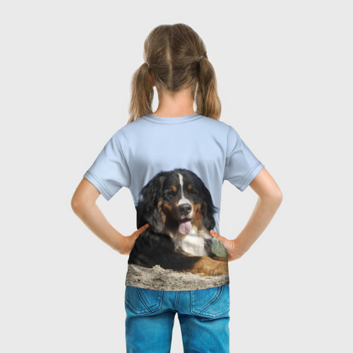 Детская футболка 3D с принтом Бернский зенненхунд, вид сзади #2